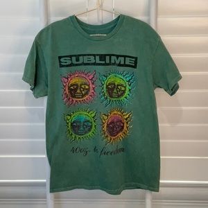 Sublime 40oz. To Freedom Graphic Green-Washed Licensed Band T-Shirt NWOT | Large